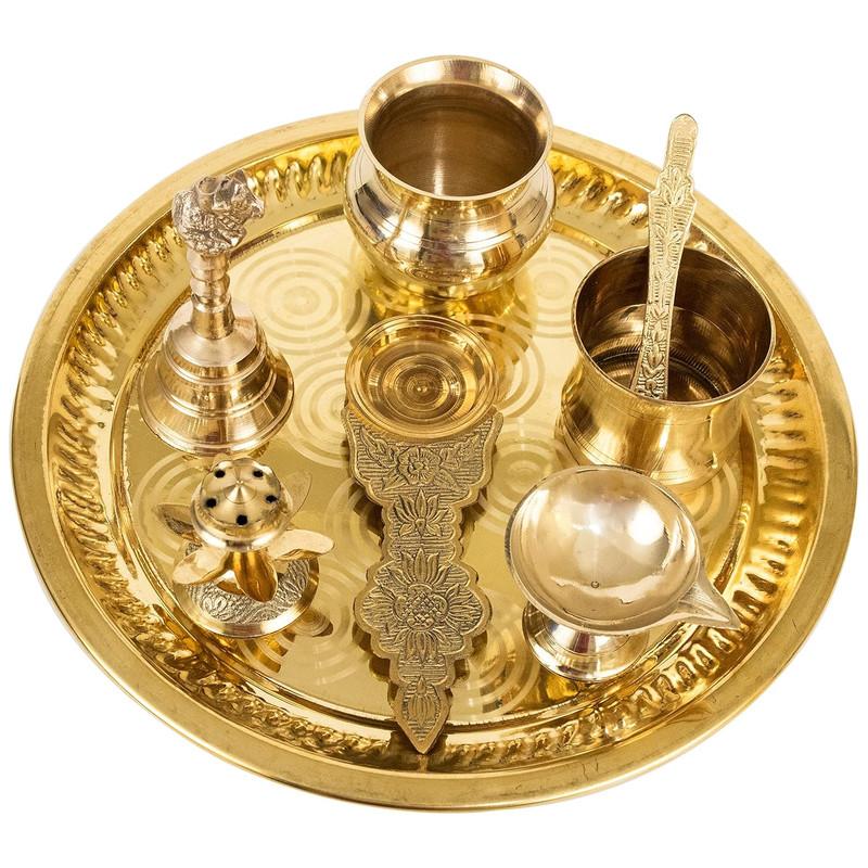 Spillbox 10inch Brass Puja Thali Set